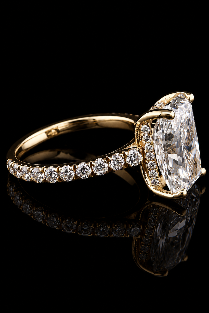 4.02ct Radiant Cut Lab Grown Engagement Ring