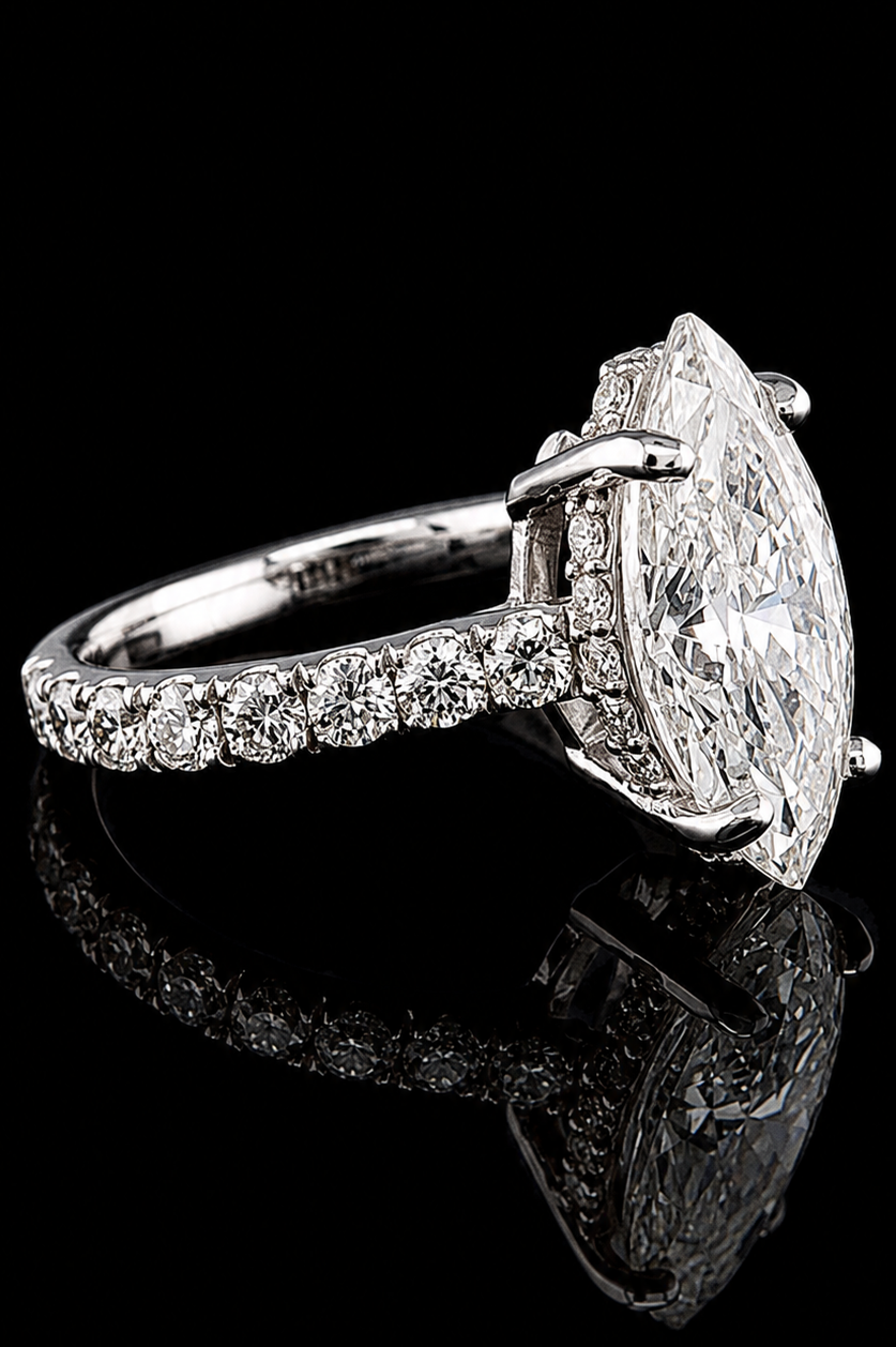 3.26ct Marquise Cut Lab Grown Engagement Ring