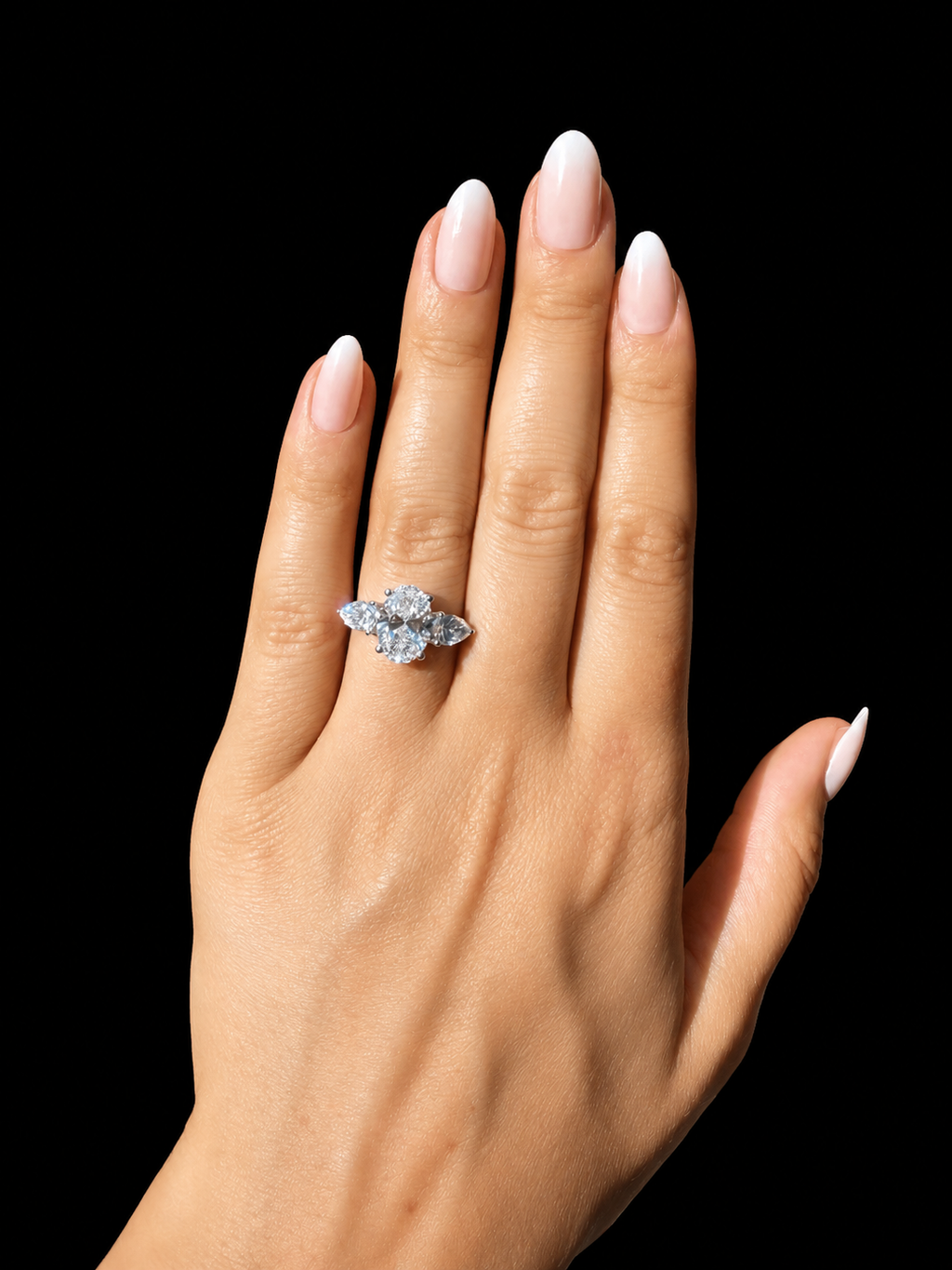 3.02ct Oval Cut 3 Stone Lab Grown Engagement Ring