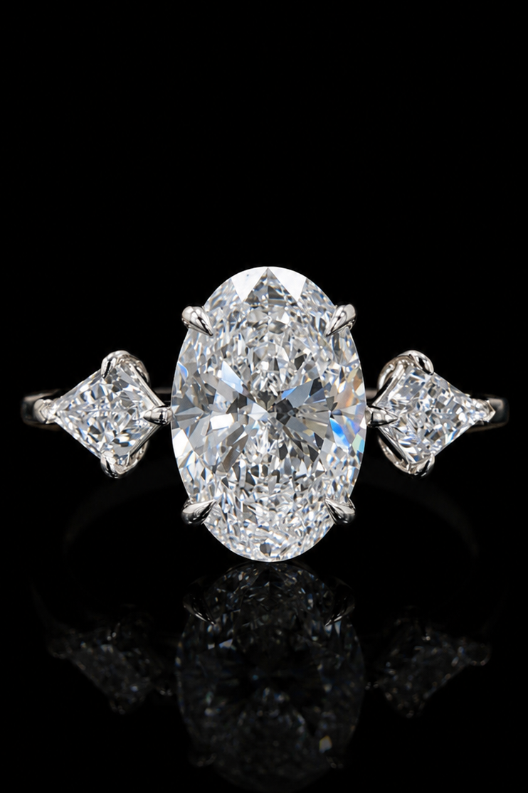 2.0ct Oval Cut Three Stone Engagement Ring