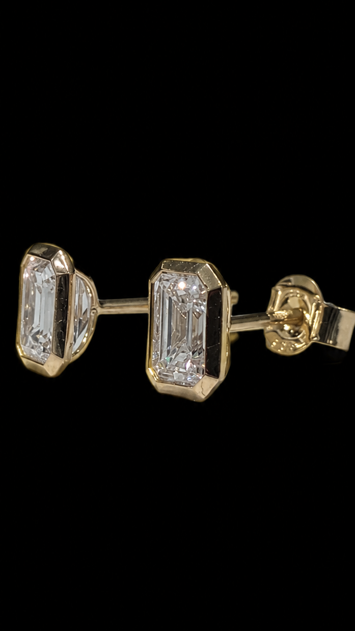 4.0ct Total Weight Emerald Cut Bezel Studs