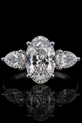 3.02ct Oval Cut 3 Stone Lab Grown Engagement Ring