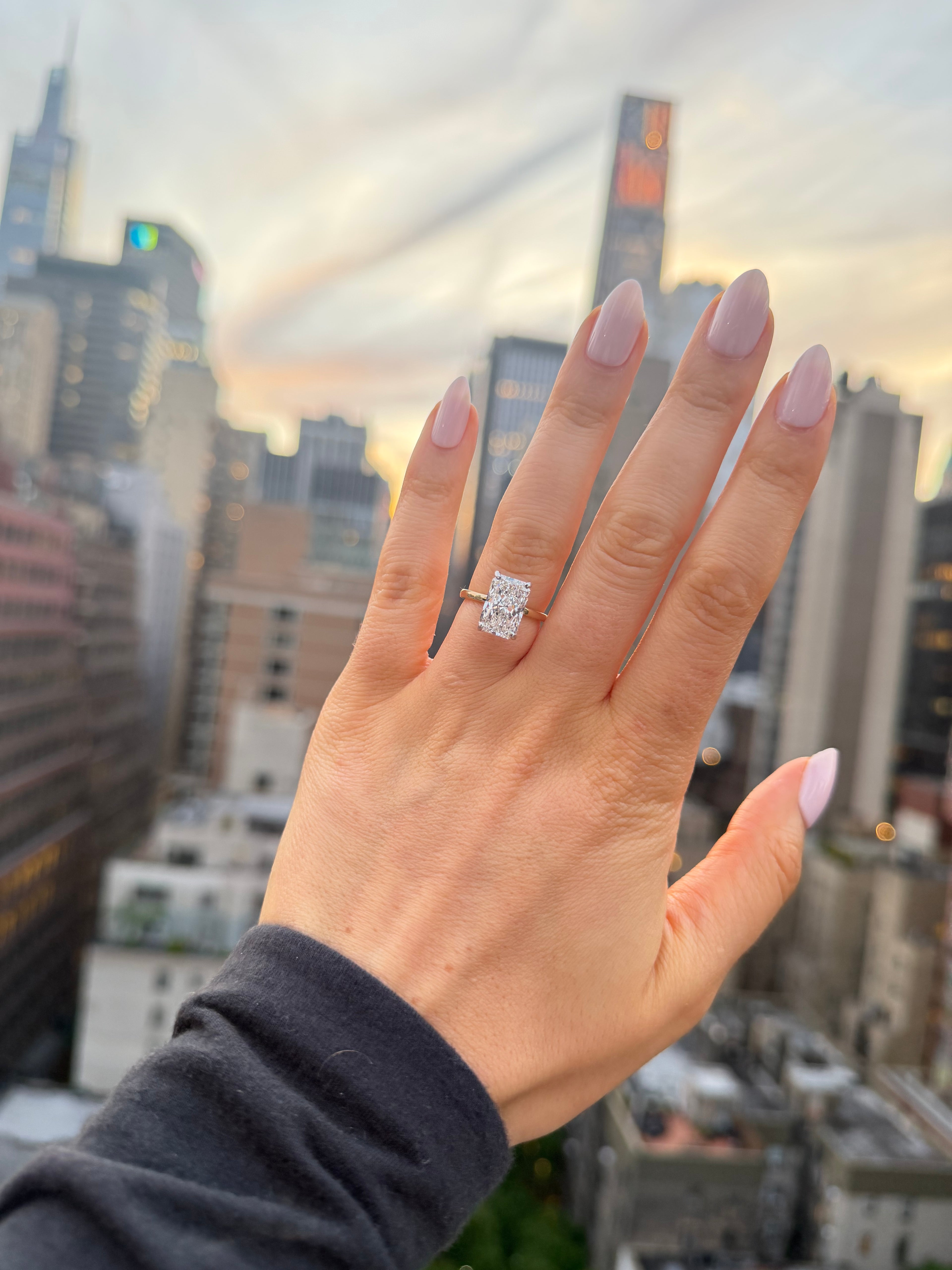 4.09ct Radiant Cut Lab Grown Engagement Ring