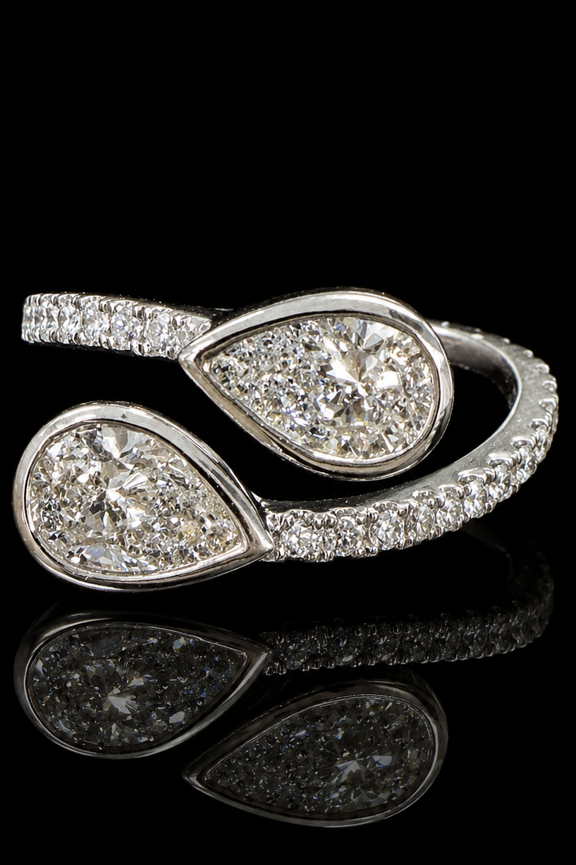 1.20ct Pear Cut Bezel Lab Grown Engagement Ring