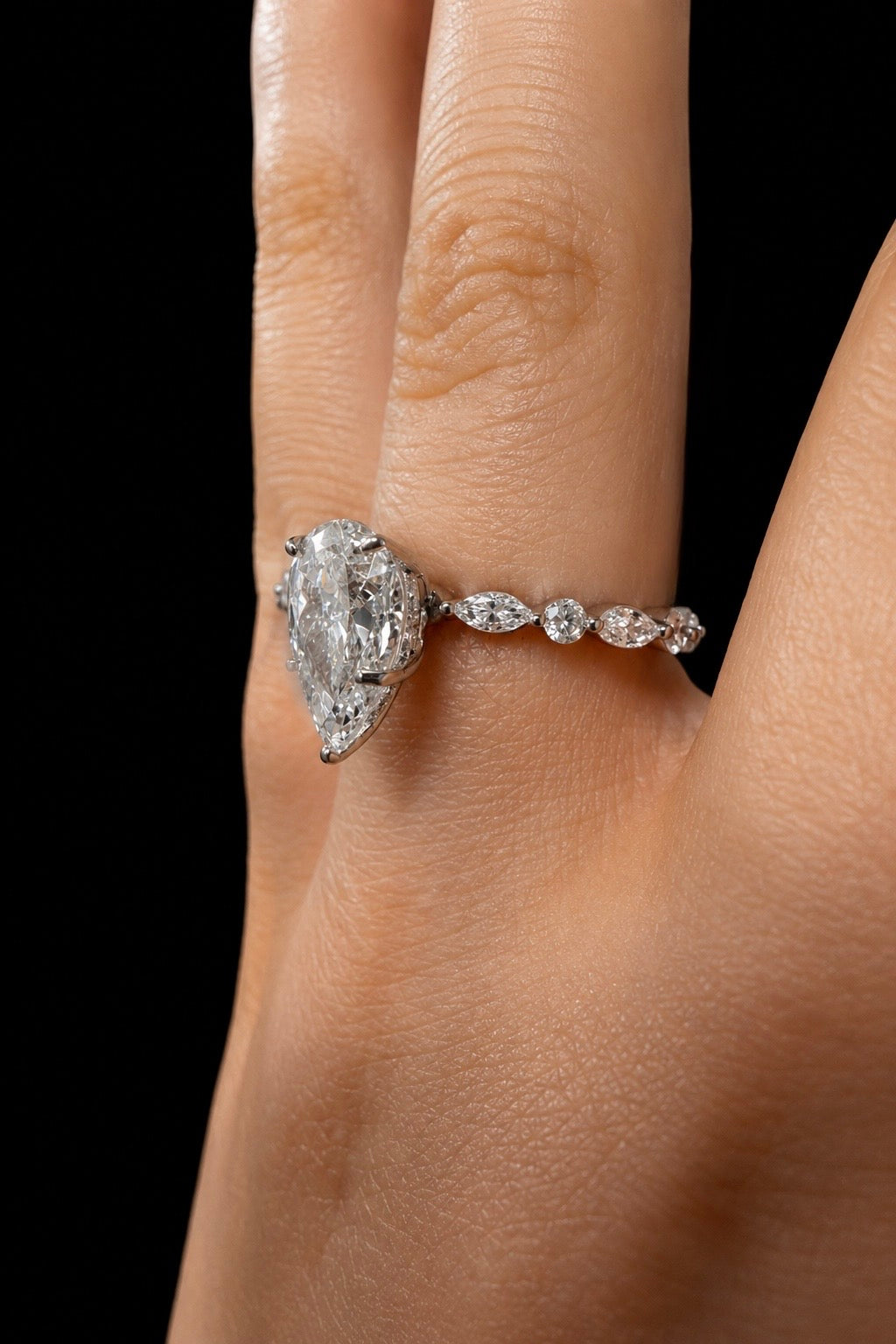 3.03ct Pear Shape Lab Grown Engagement Ring