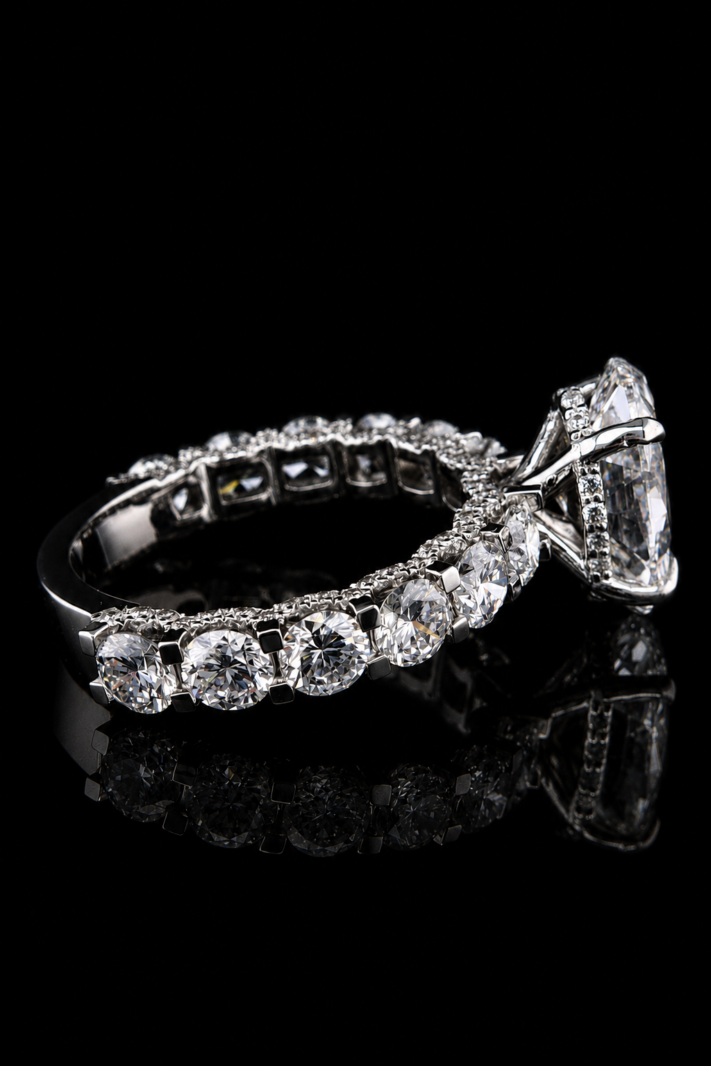 3.09ct Oval Cut Fully Flooded Lab Grown Engagement Ring
