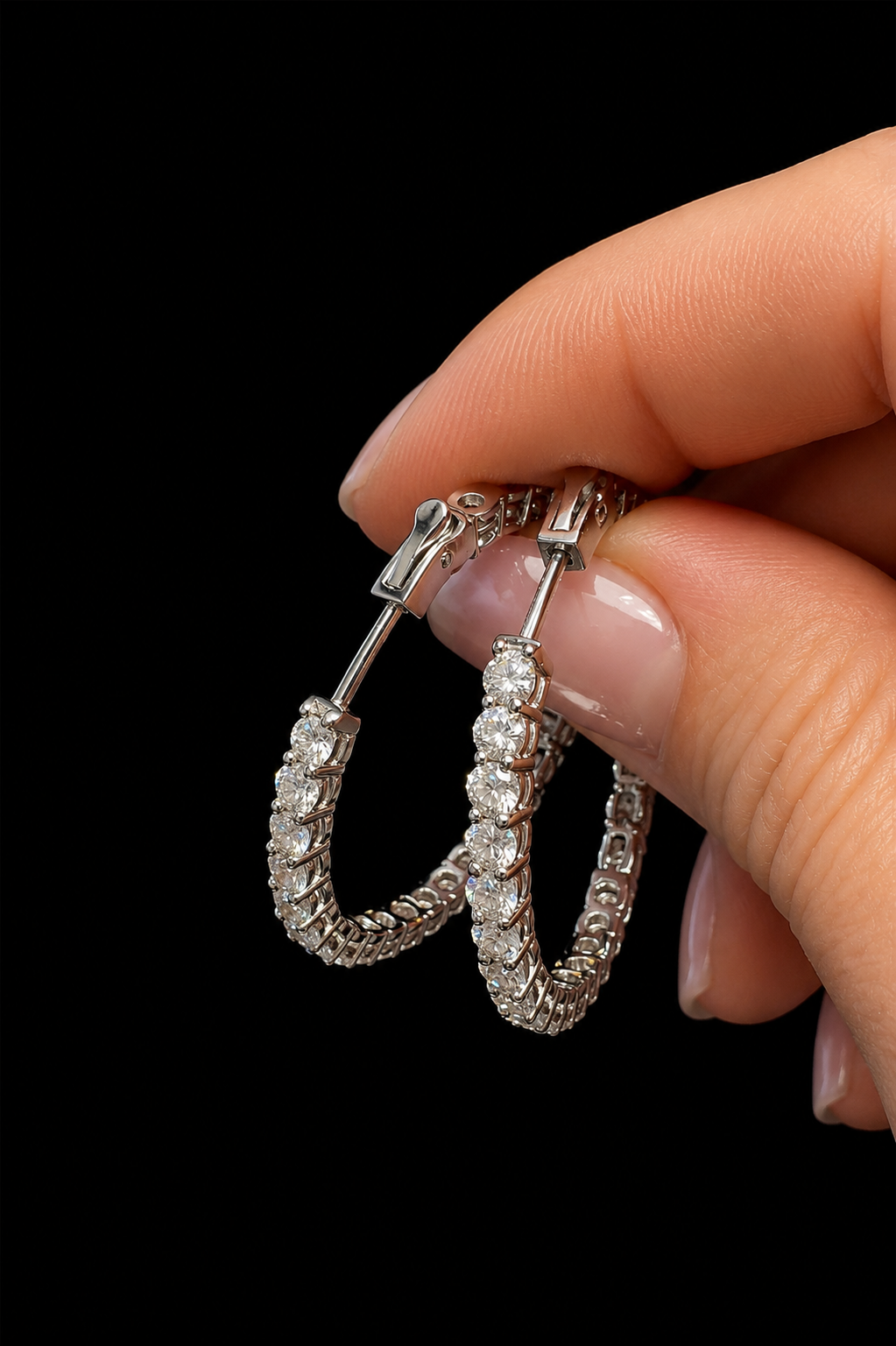 6.44ct Round Lab Grown Diamond Hoop Earrings