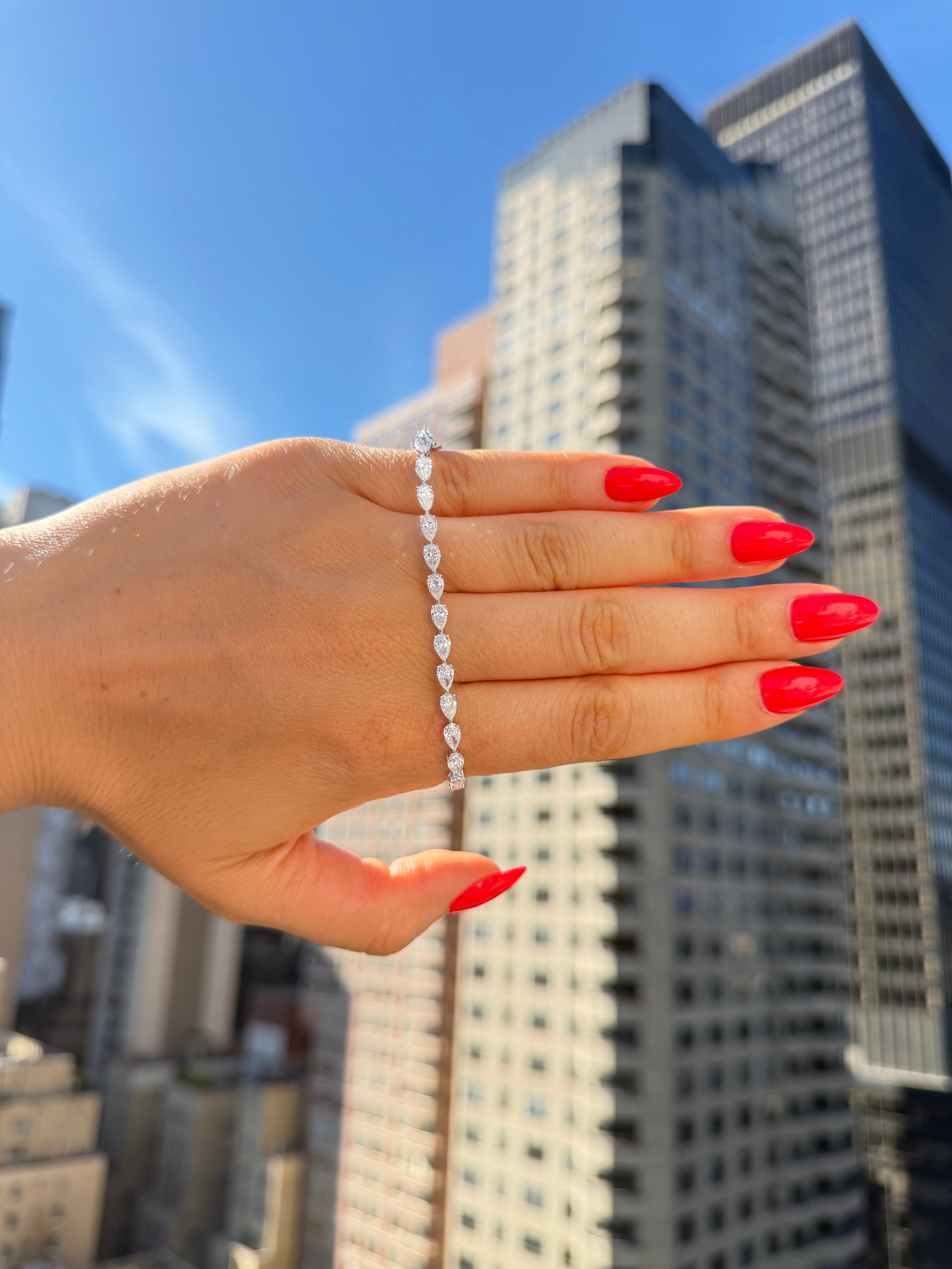 6.0ct Pear Shape Lab Grown Tennis Bracelet