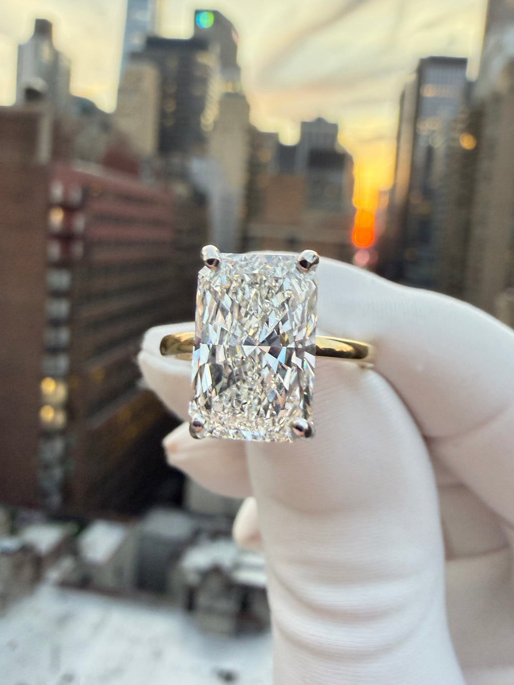4.09ct Radiant Cut Lab Grown Engagement Ring