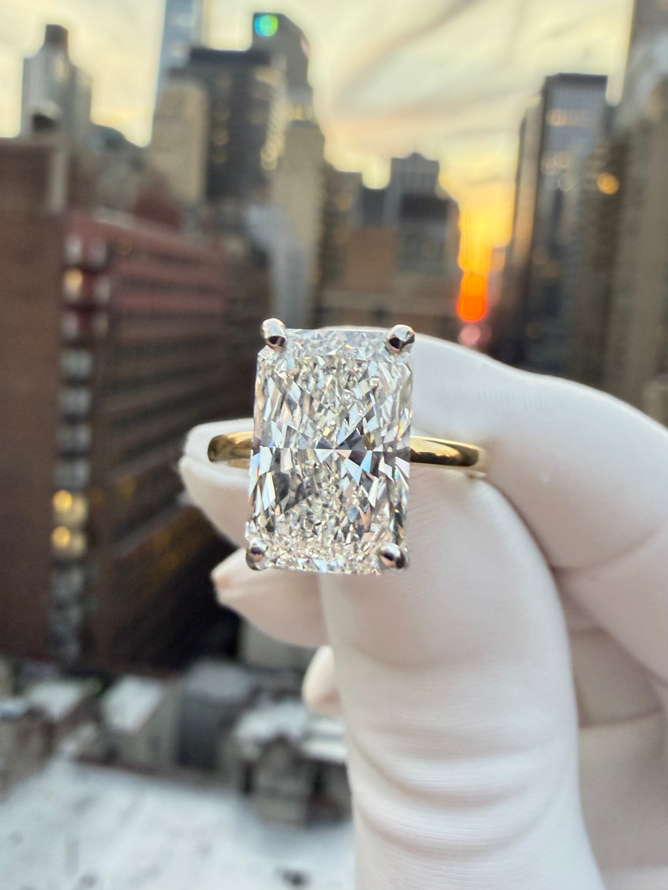 4.09ct Radiant Cut Lab Grown Engagement Ring