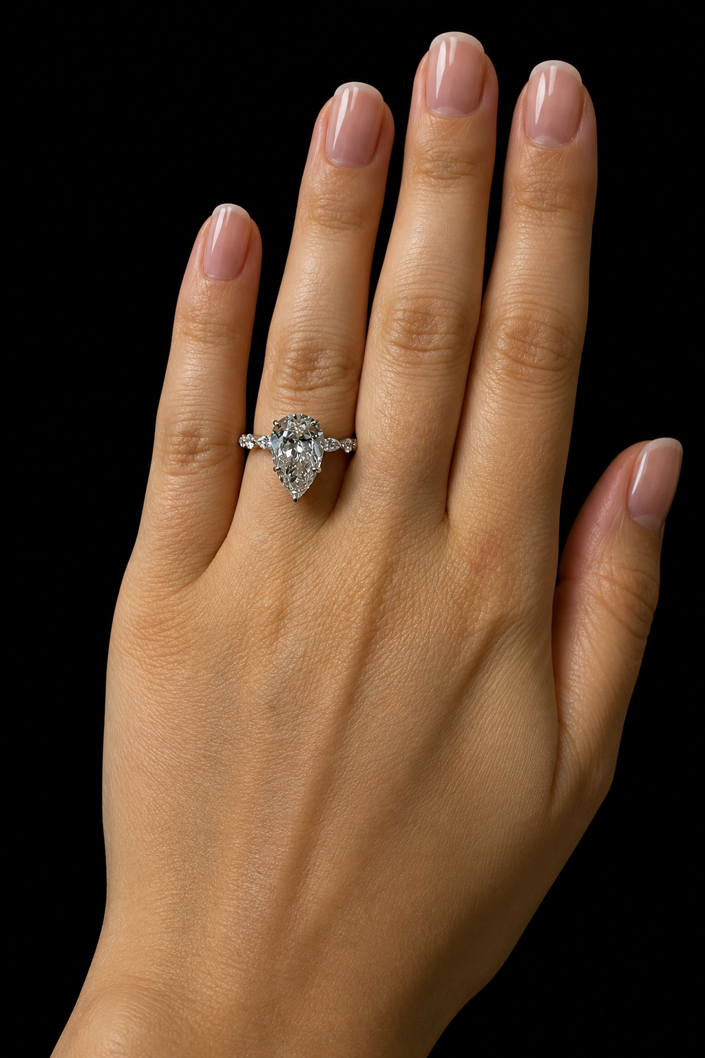 3.03ct Pear Shape Lab Grown Engagement Ring