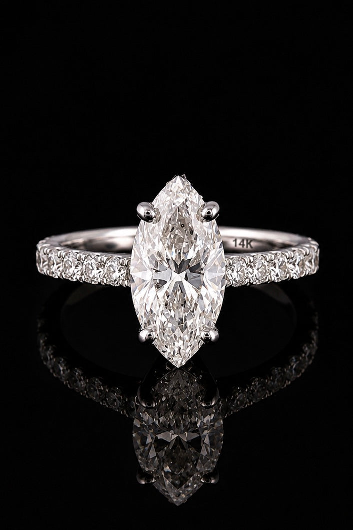 3.26ct Marquise Cut Lab Grown Engagement Ring