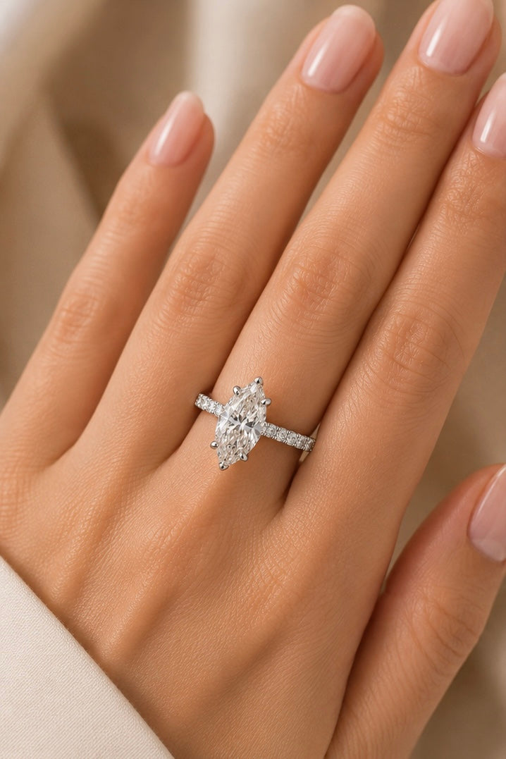 3.26ct Marquise Cut Lab Grown Engagement Ring