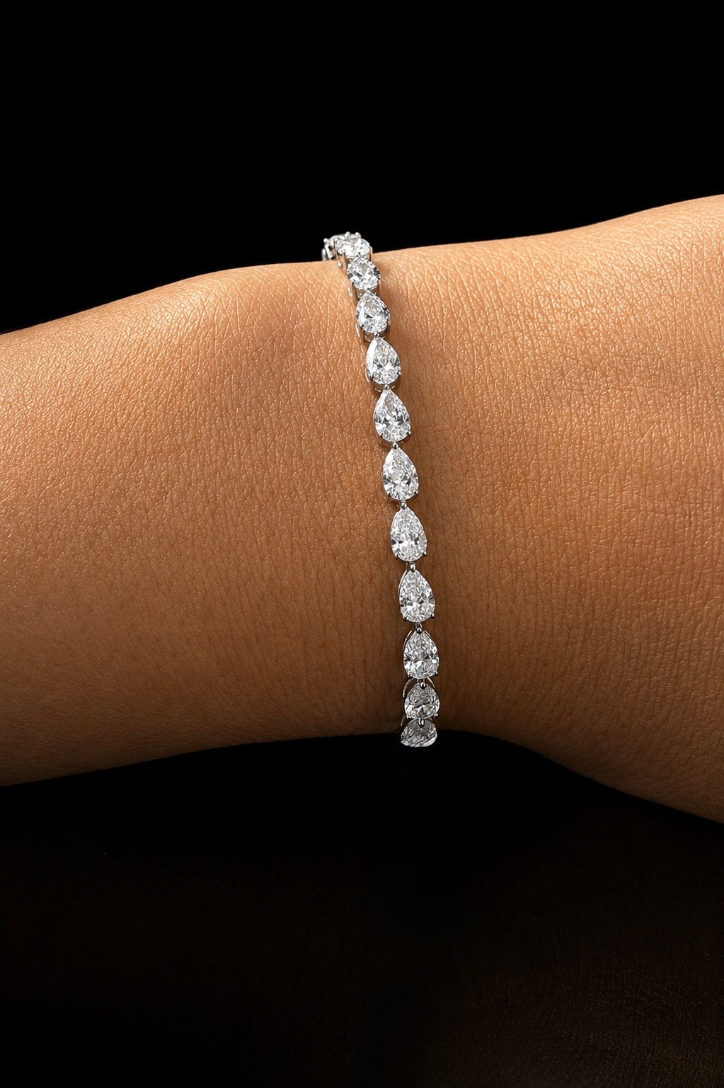 6.0ct Pear Shape Lab Grown Tennis Bracelet