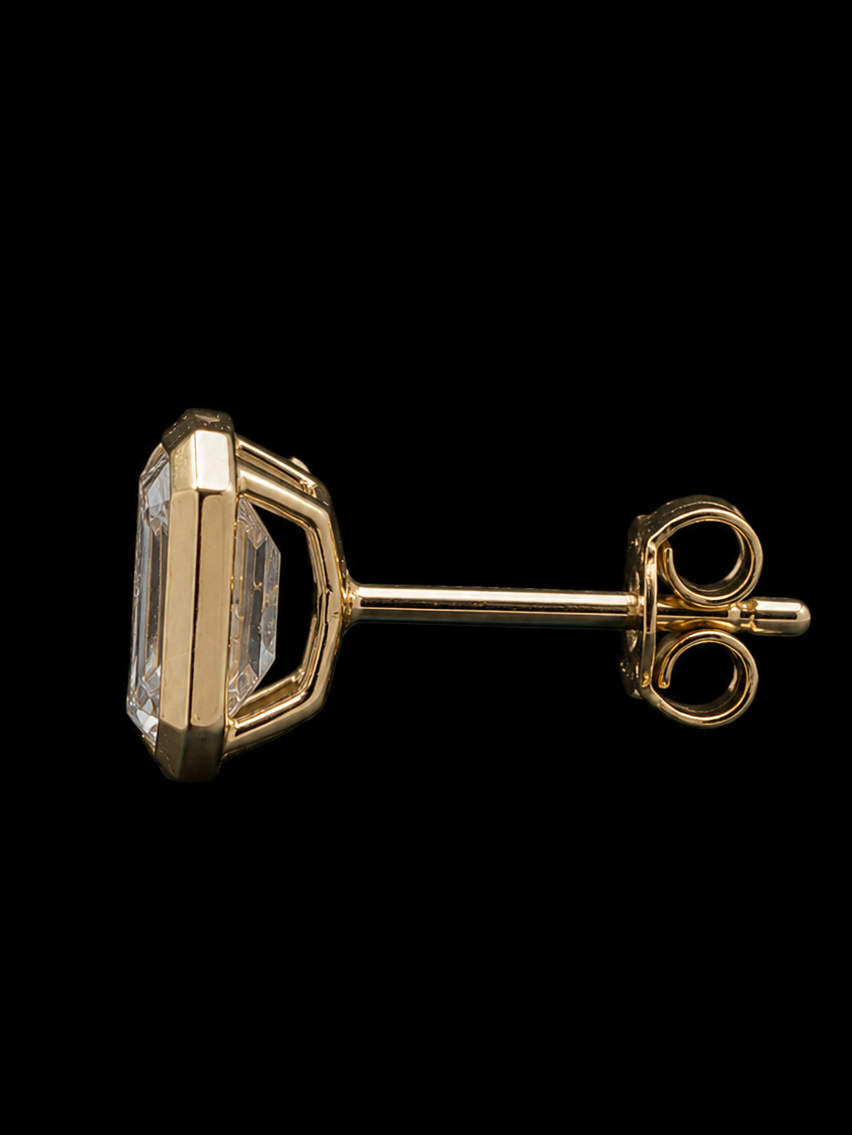 4.0ct Total Weight Emerald Cut Bezel Studs