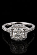 1.59ct Square Cushion Halo Lab Grown Engagement Ring