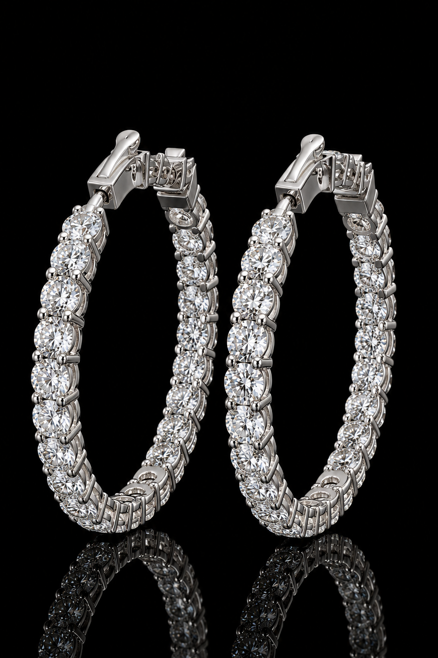 6.44ct Round Lab Grown Diamond Hoop Earrings