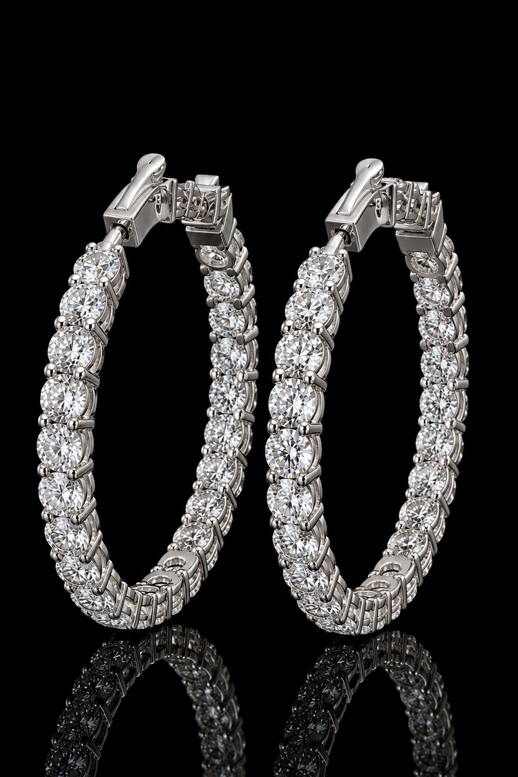 6.44ct Round Lab Grown Diamond Hoop Earrings