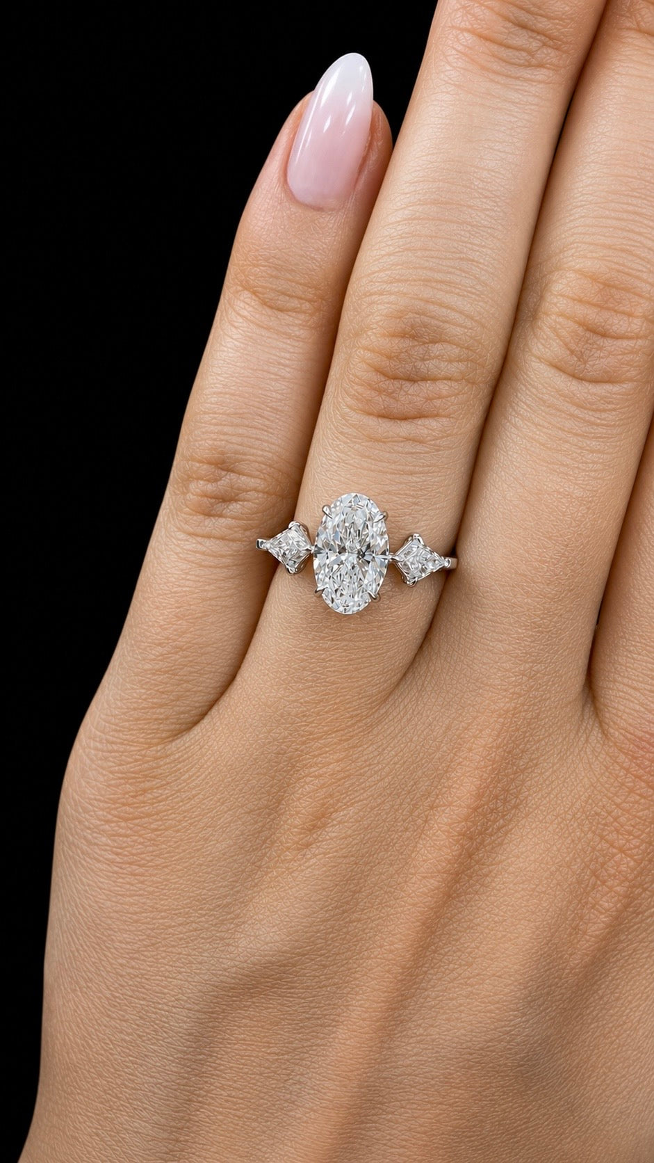 2.0ct Oval Cut Three Stone Engagement Ring