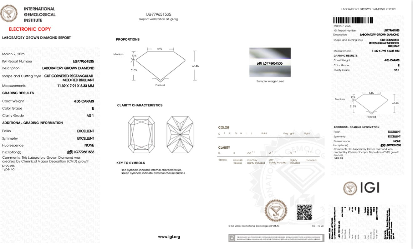 4.06ct Radiant Cut Lab Grown Ring