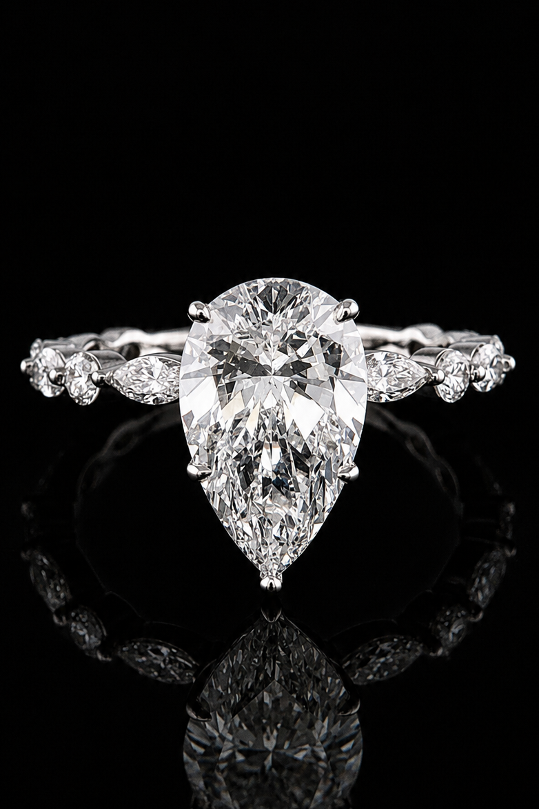3.03ct Pear Shape Lab Grown Engagement Ring