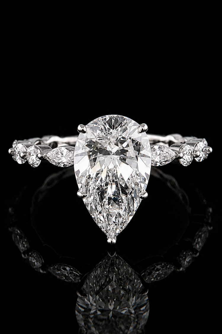 3.03ct Pear Shape Lab Grown Engagement Ring