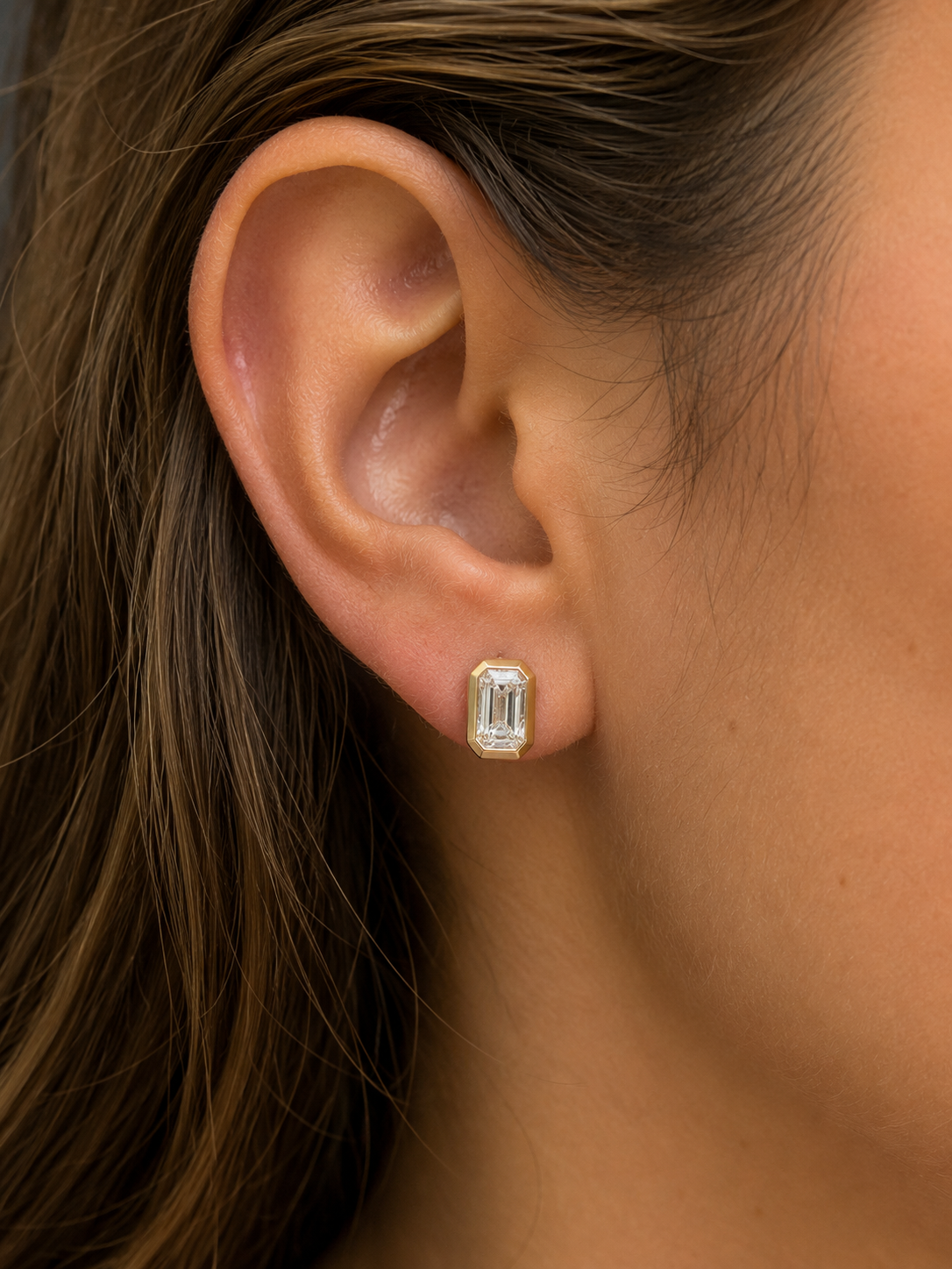 4.0ct Total Weight Emerald Cut Bezel Studs