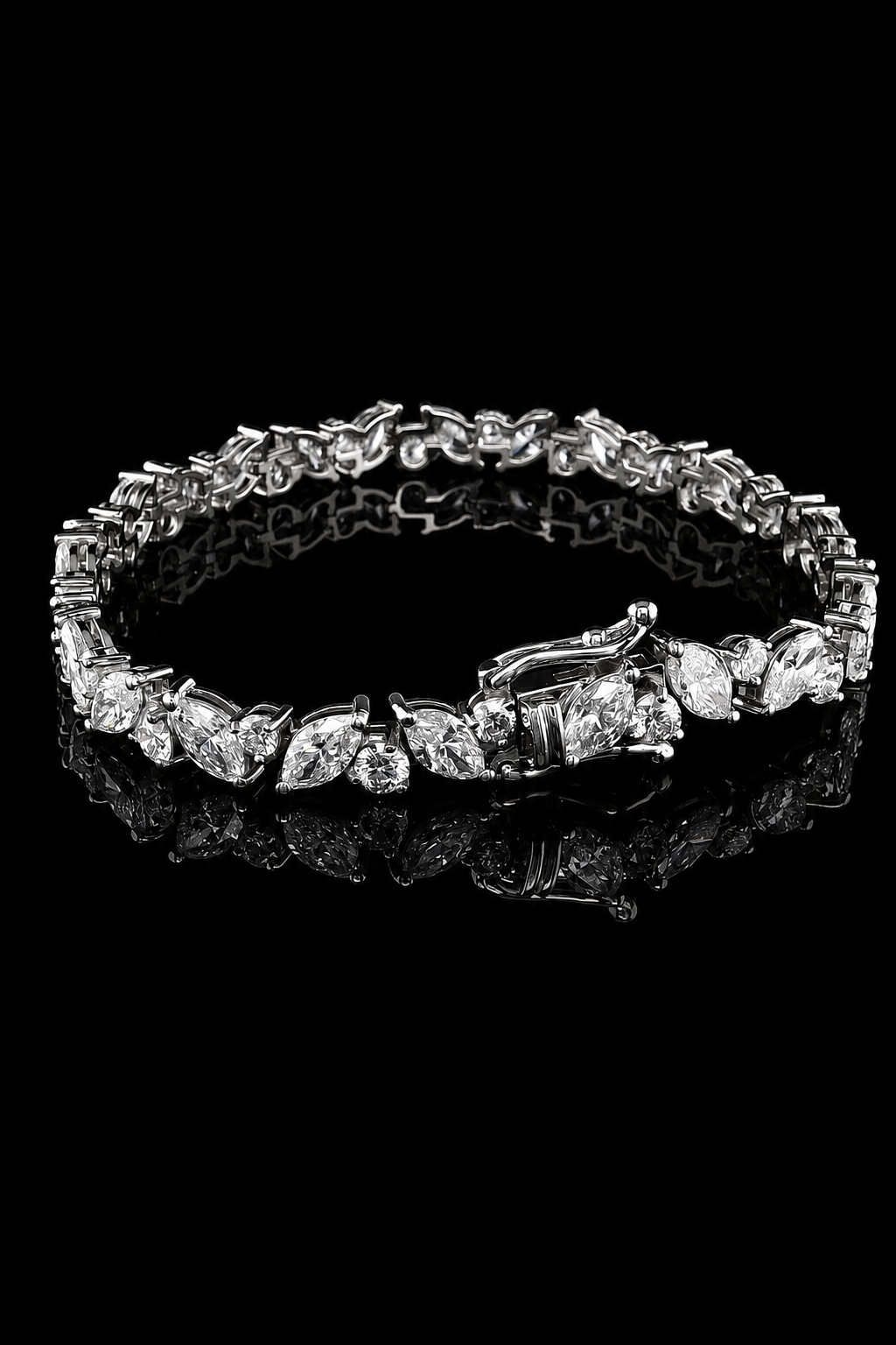 10.0ct Total Weight Marquise Round Cut Lab Grown Tennis Bracelet