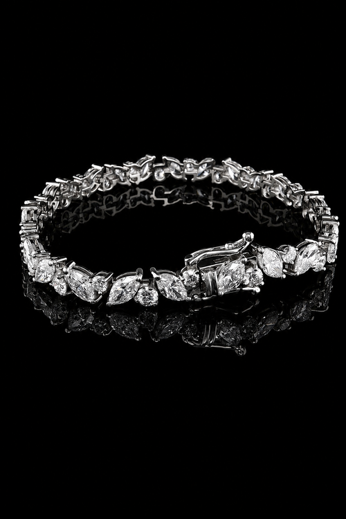 10.0ct Total Weight Marquise Round Cut Lab Grown Tennis Bracelet