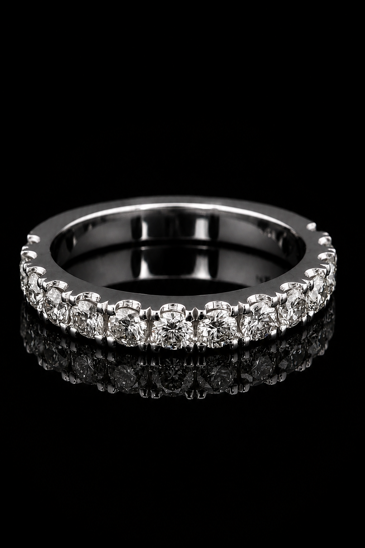 1.0ct Round Lab Grown 3/4 Way Wedding Band