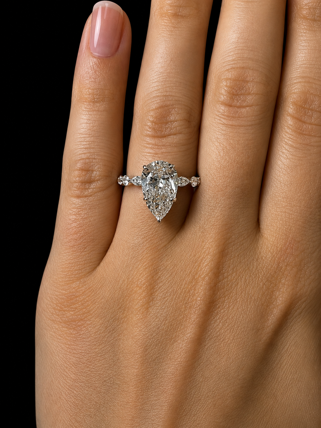 3.03ct Pear Shape Lab Grown Engagement Ring