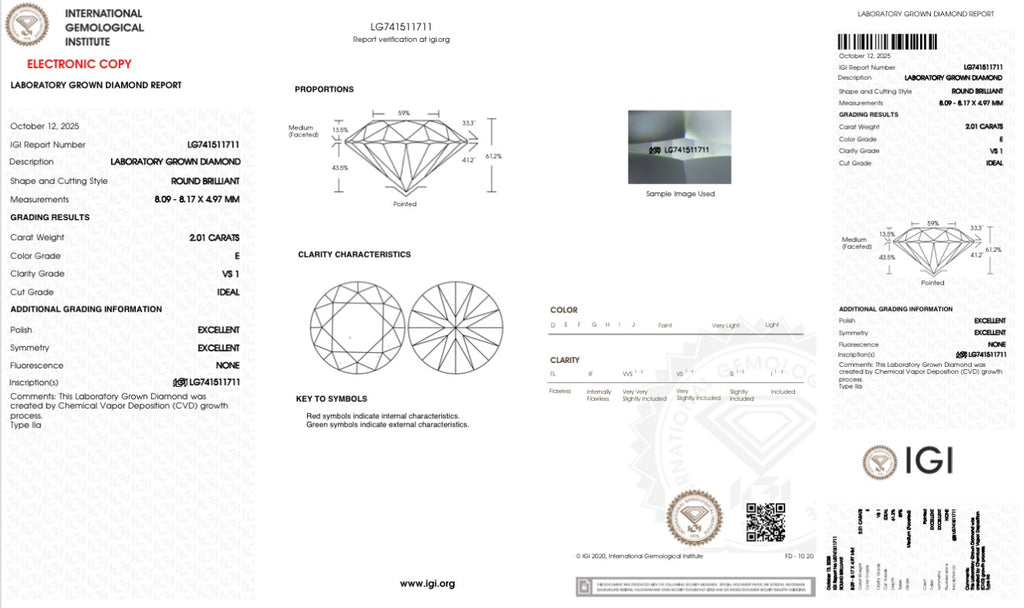 2.03ct Round Lab Grown Engagement Ring