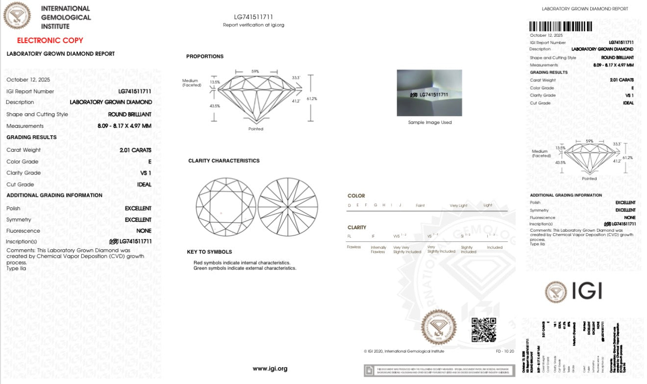 2.03ct Round Lab Grown Engagement Ring