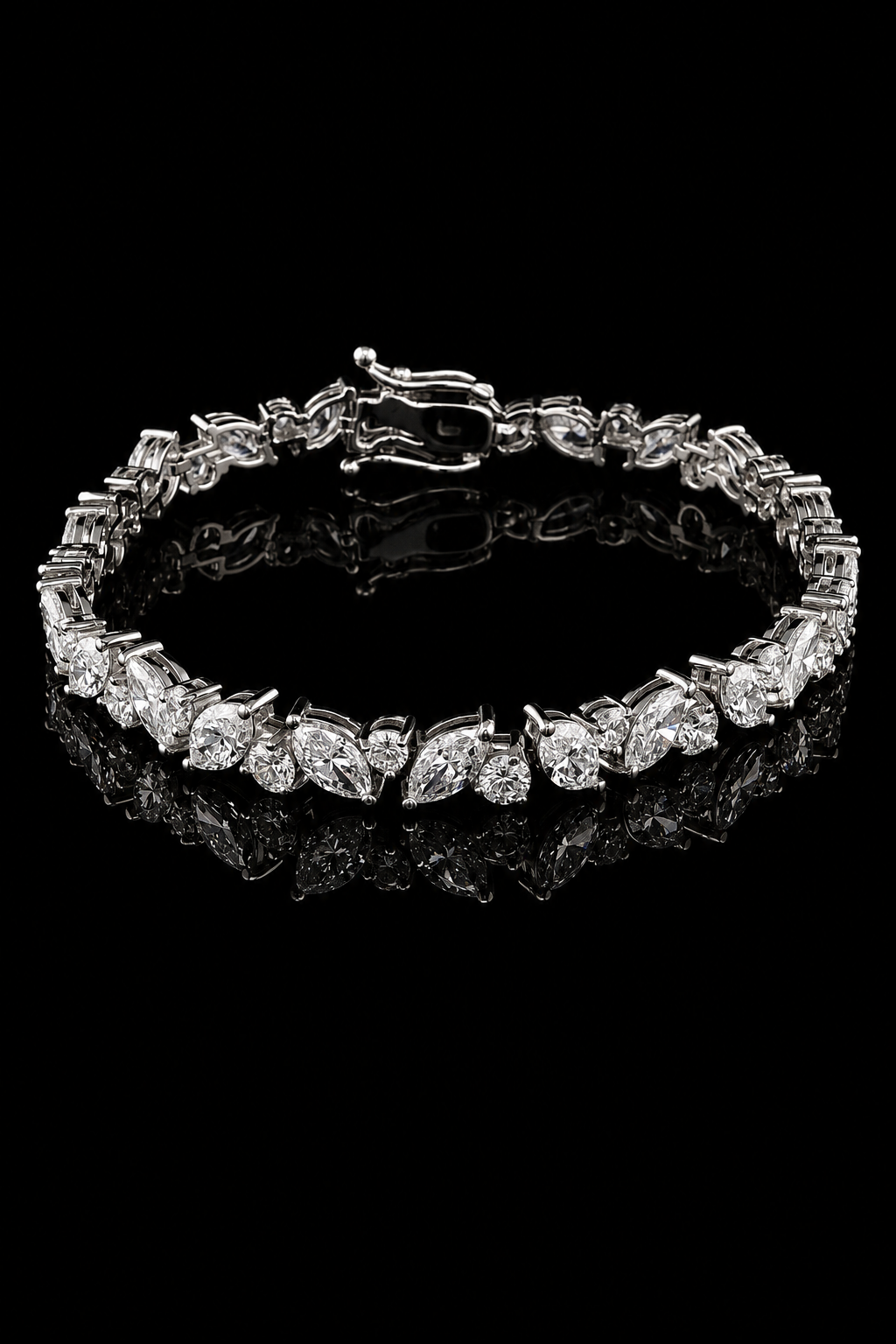 10.0ct Total Weight Marquise Round Cut Lab Grown Tennis Bracelet