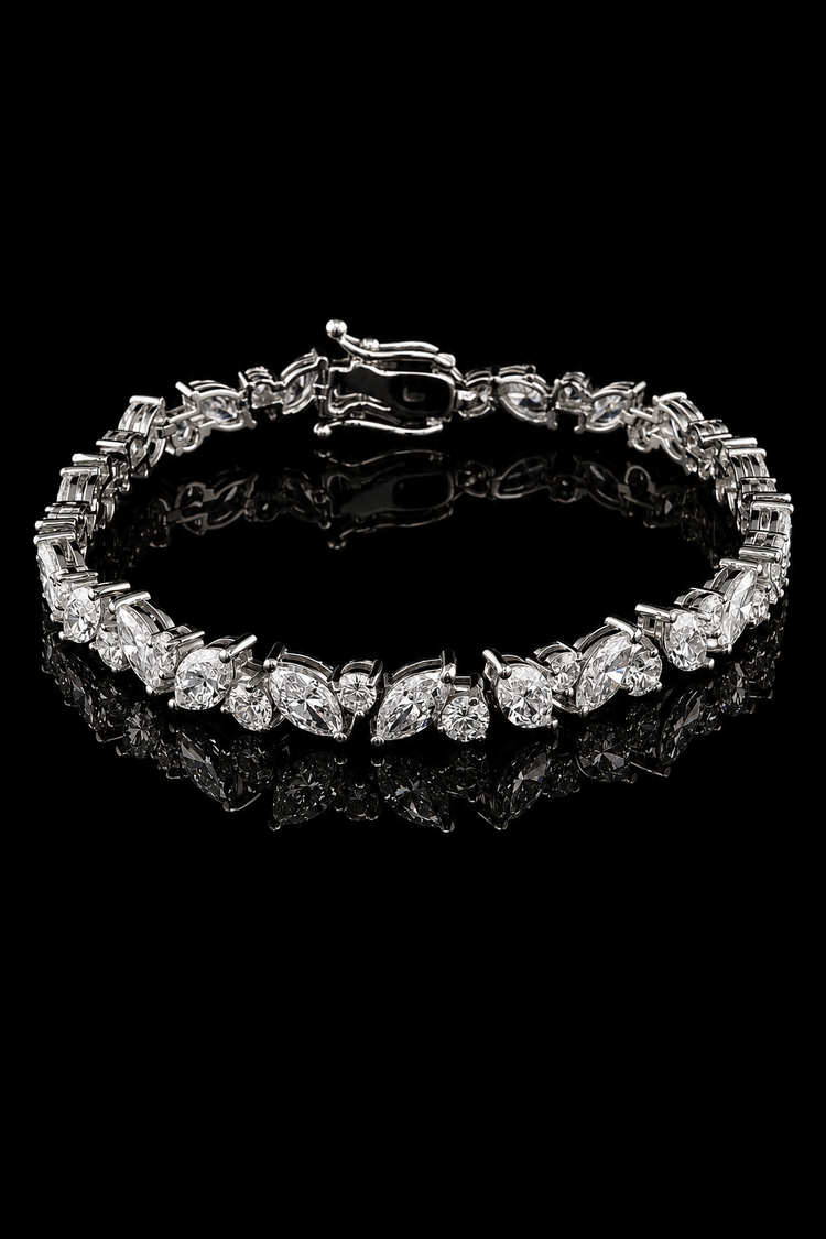10.0ct Total Weight Marquise Round Cut Lab Grown Tennis Bracelet