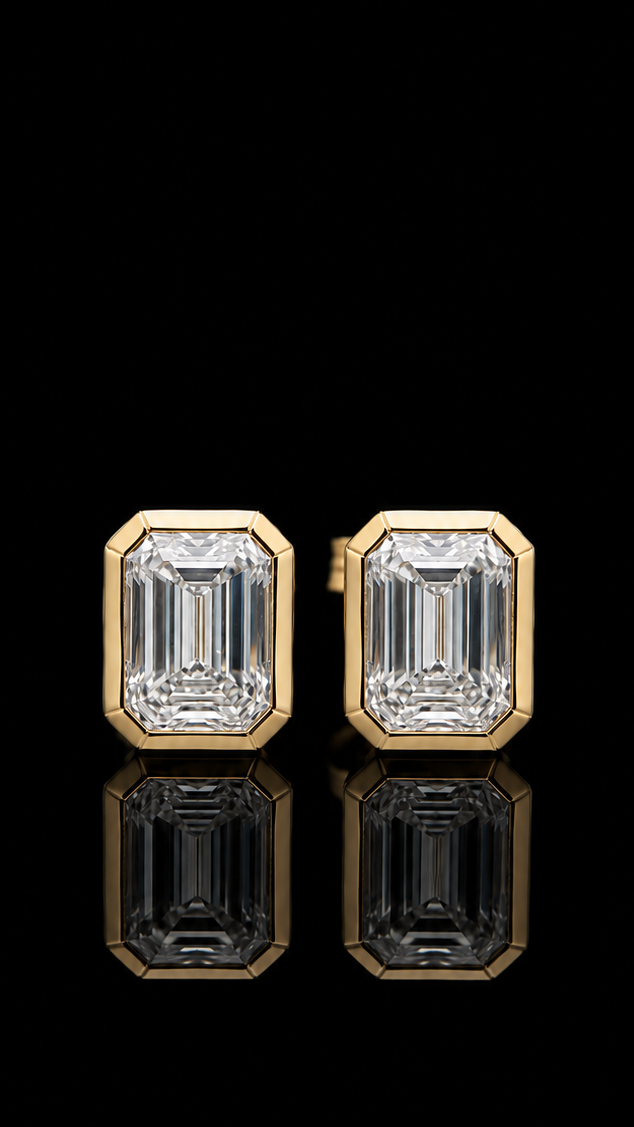 4.0ct Total Weight Emerald Cut Bezel Studs