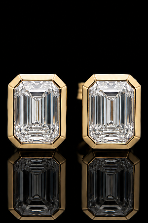4.0ct Total Weight Emerald Cut Bezel Studs