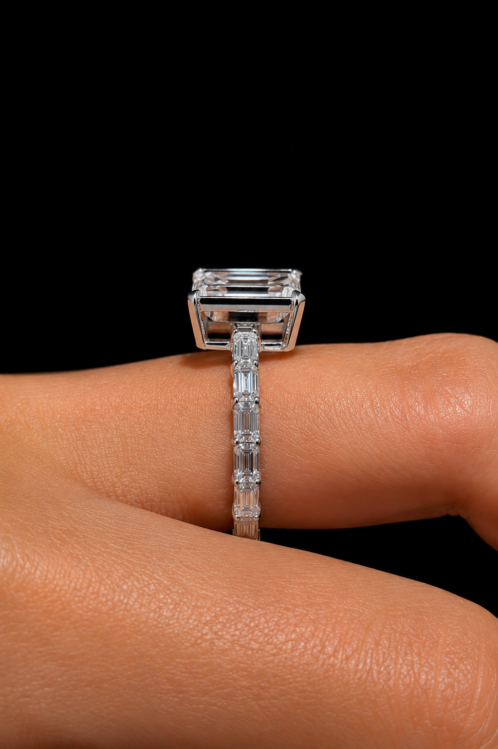 3.82ct Emerald Cut Lab Grown Engagement Ring