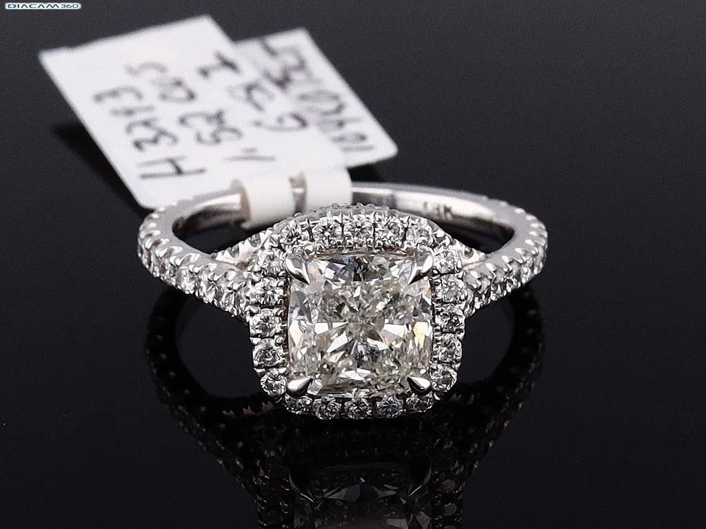 1.59ct Square Cushion Halo Ring