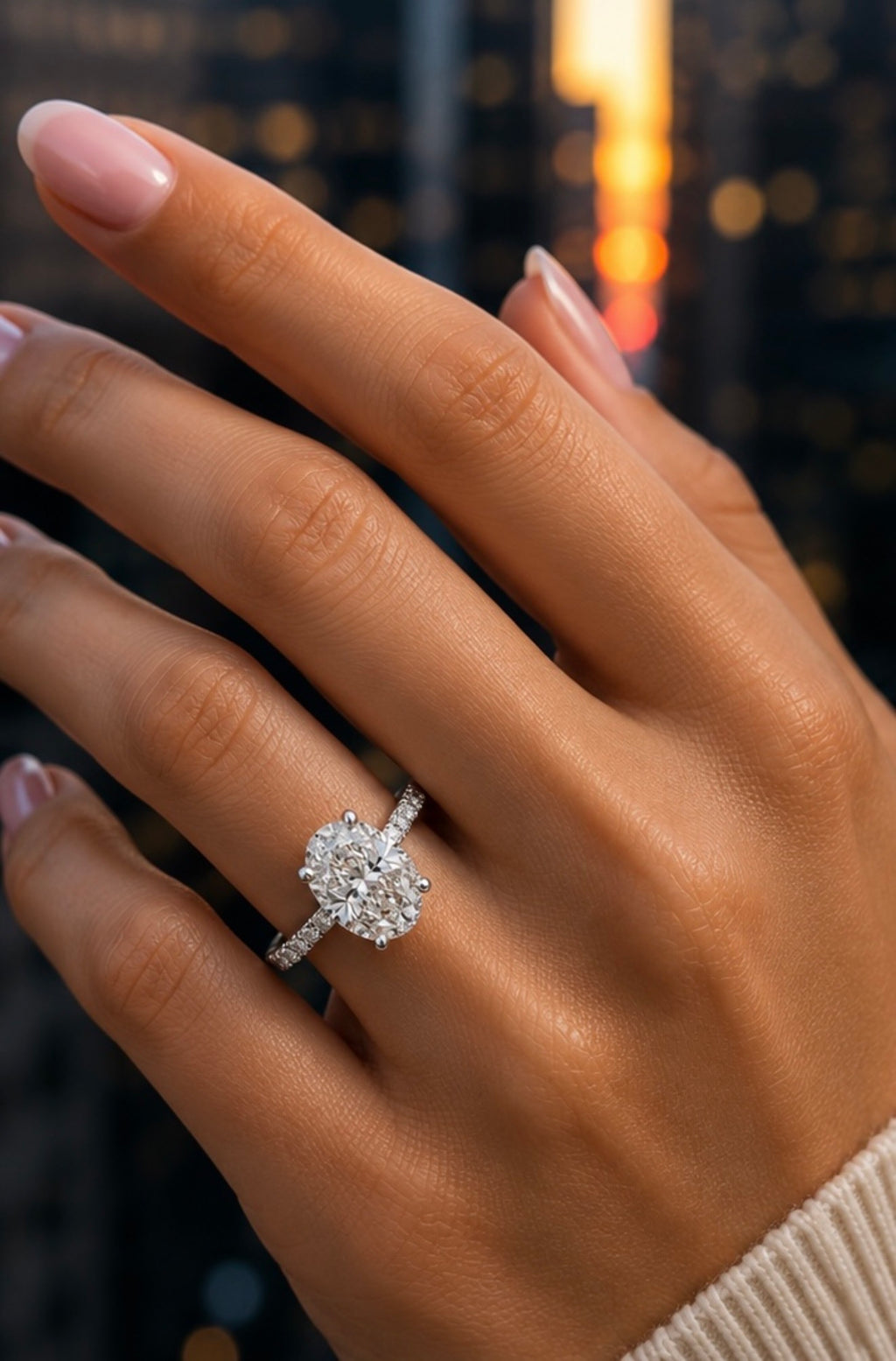 3.02ct Oval Lab Grown Engagement Ring