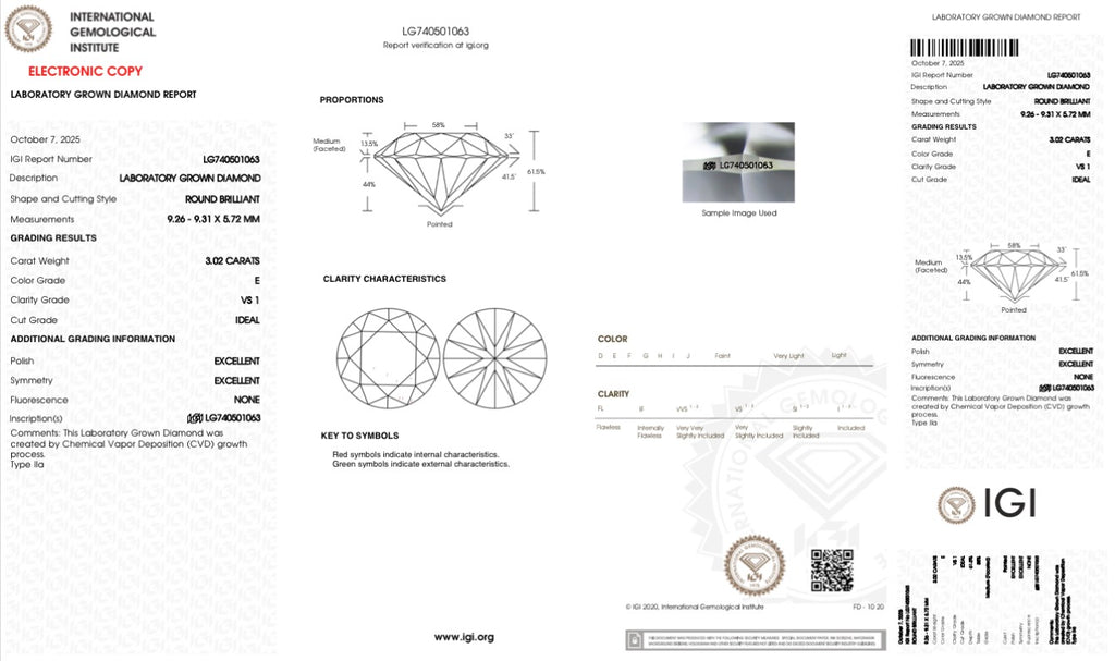3.02ct Round Lab Grown Engagement Ring