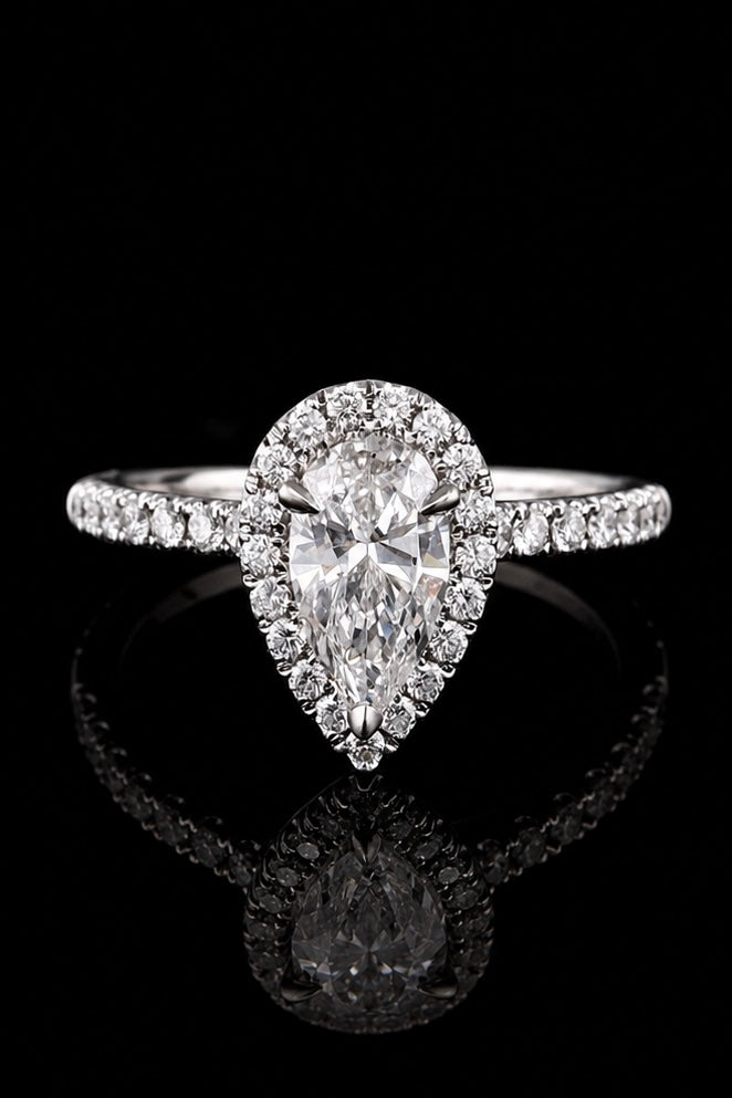 2.54ct Pear Shape Halo Lab Grown Engagement Ring