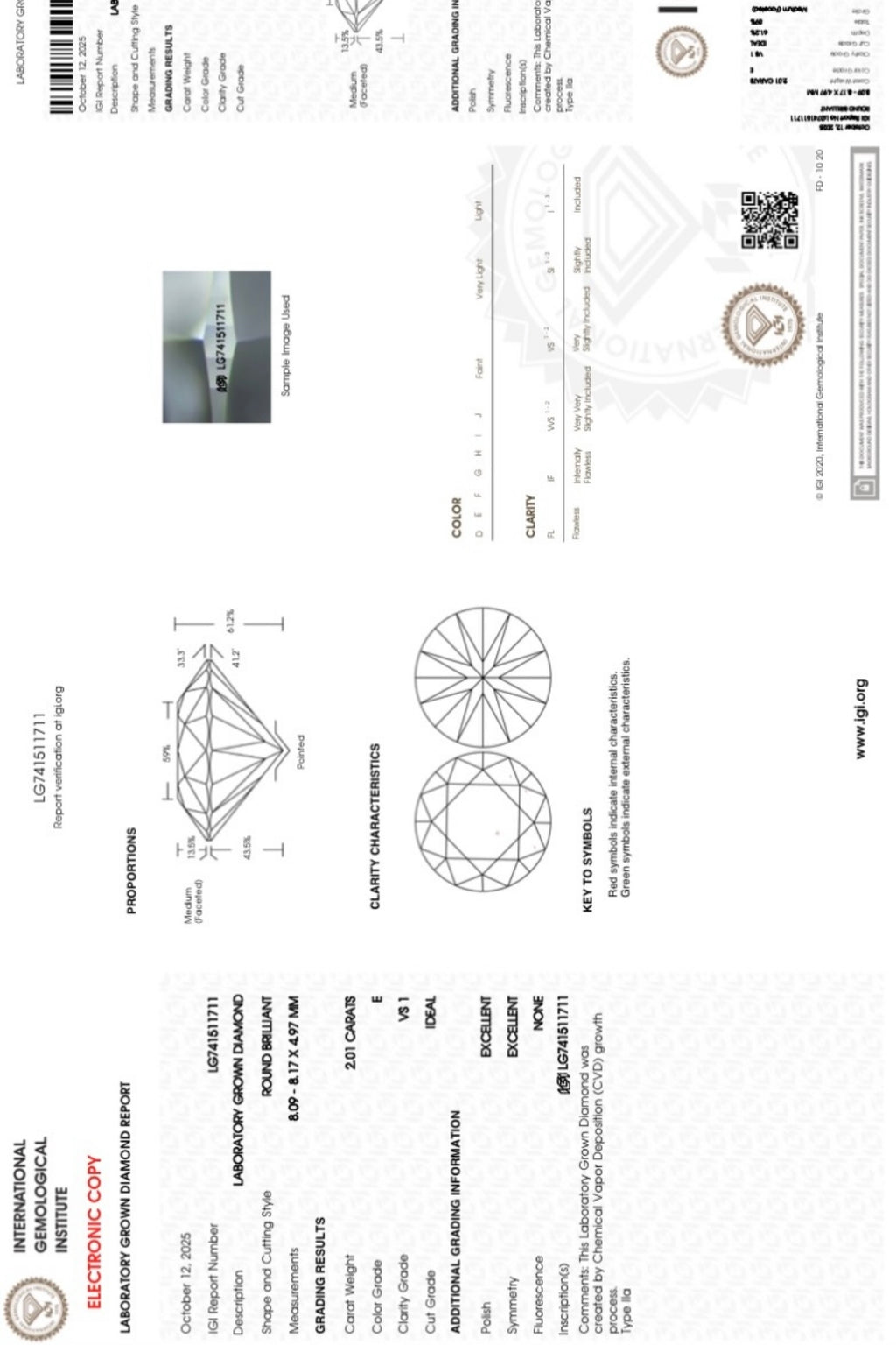 2.03ct Round Lab Grown Engagement Ring