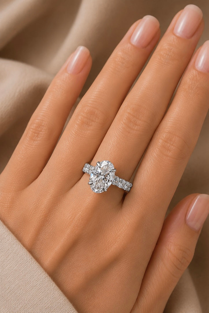 3.09ct Oval Lab Grown Engagement Ring