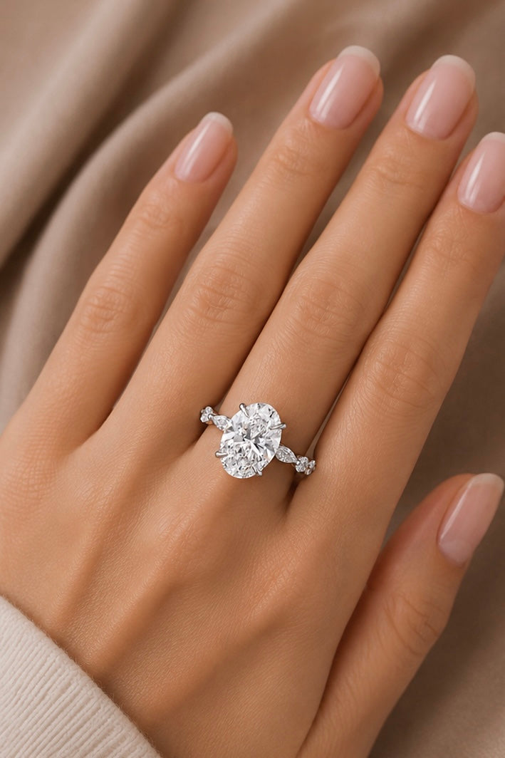 3.02ct Oval Lab Grown Engagement Ring
