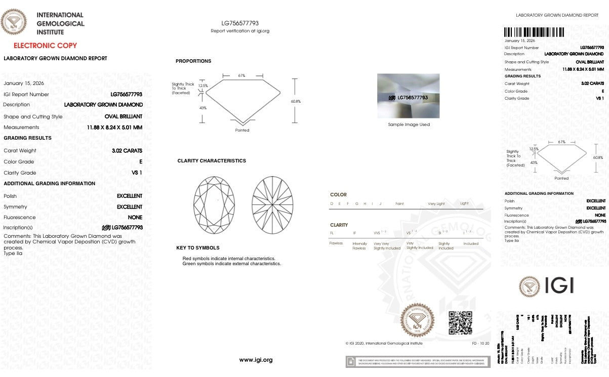 3.02ct Oval Lab Grown Engagement Ring