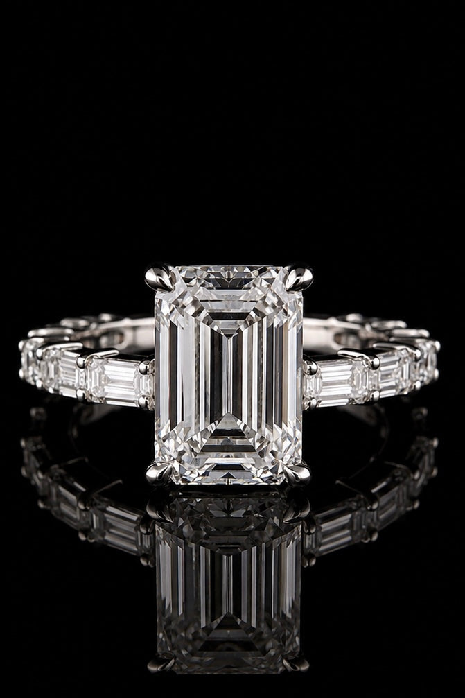 3.82ct Emerald Cut Lab Grown Engagement Ring