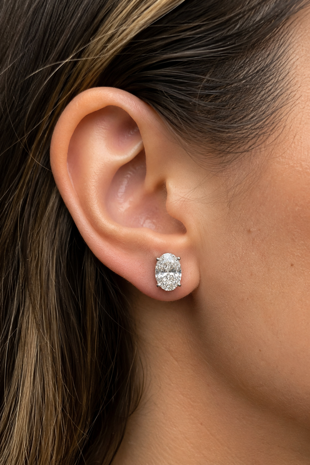 4.0ct Oval Cut Lab Grown Diamond Studs