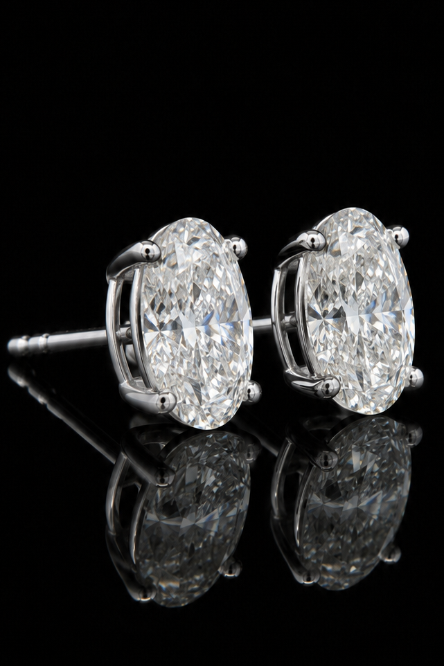 4.0ct Oval Cut Lab Grown Diamond Studs