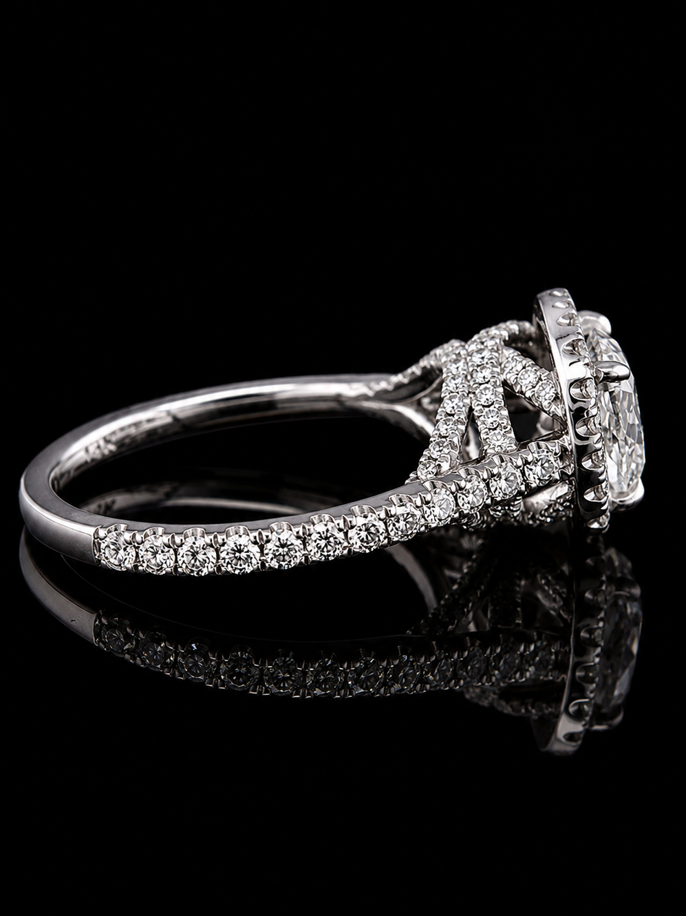 1.59ct Square Cushion Halo Lab Grown Engagement Ring